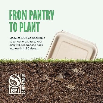 91xzplKVwL._SX342_.jpg Compostable Clamshell Take Out Food Containers 50Pack HeavyDuty Quality