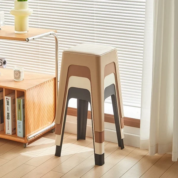 Leather Cushion Plastic Stool Plastic Chair